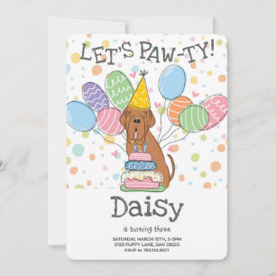 Mahogany Neapolitan Mastiff Dog Birthday Invitation