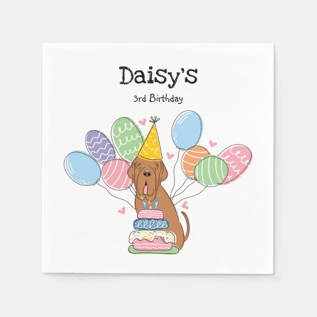 Mahogany Neapolitan Mastiff Dog Birthday Party Napkins (Front)