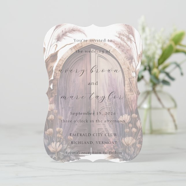 Mahogany Passage Elegant Rustic Wedding Invitation (Standing Front)