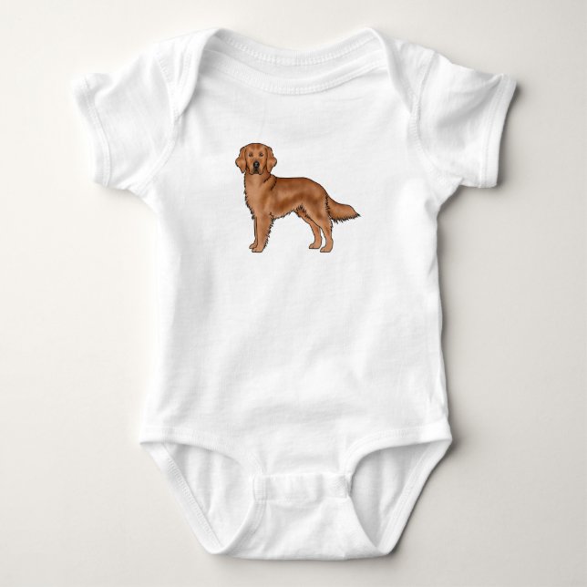 Mahogany Red Golden Retriever Adorable Cartoon Dog Baby Bodysuit (Front)
