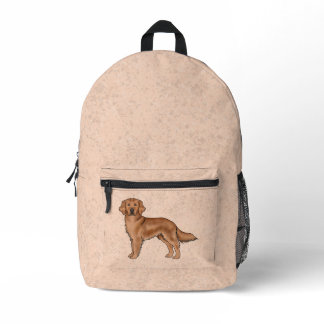 Mahogany Red Golden Retriever Cute Cartoon Dog Printed Backpack