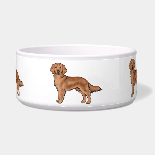 Mahogany Red Golden Retriever Cute Cartoon Dogs Bowl (Front)