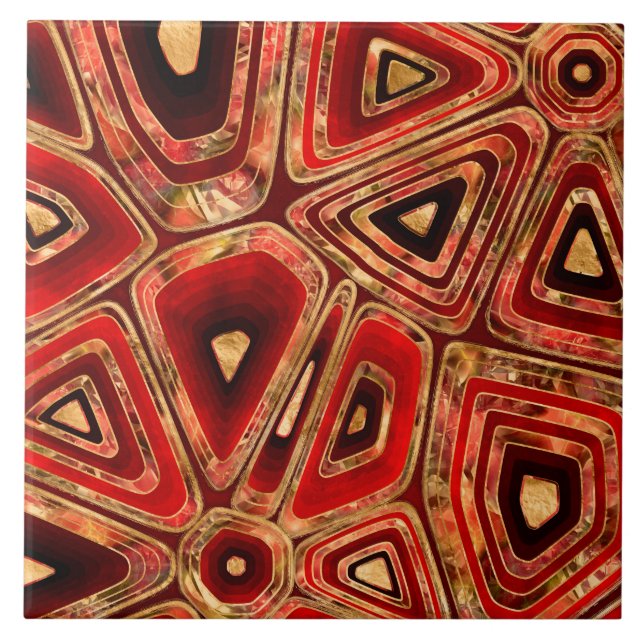 Mahogany Red Marble cells Ceramic Tile (Front)