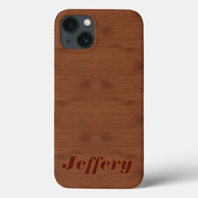 Mahogany Red Wood Grain Illustration Monogram Case-Mate iPhone Case (Back)
