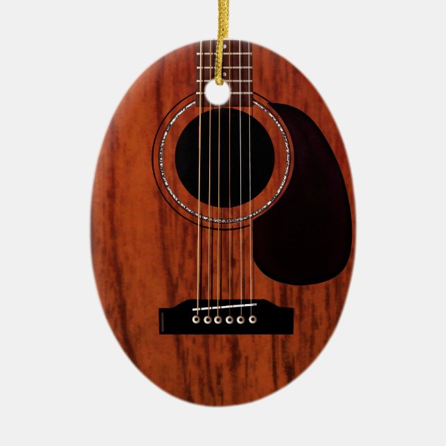 Mahogany Top Acoustic Guitar Ceramic Ornament (Front)