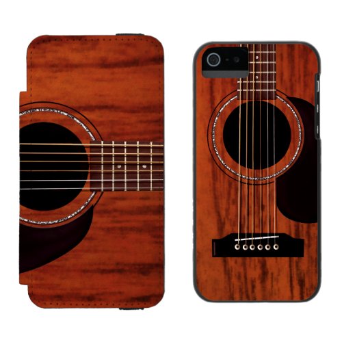 Mahogany Top Acoustic Guitar Wallet Case For iPhone SE55s