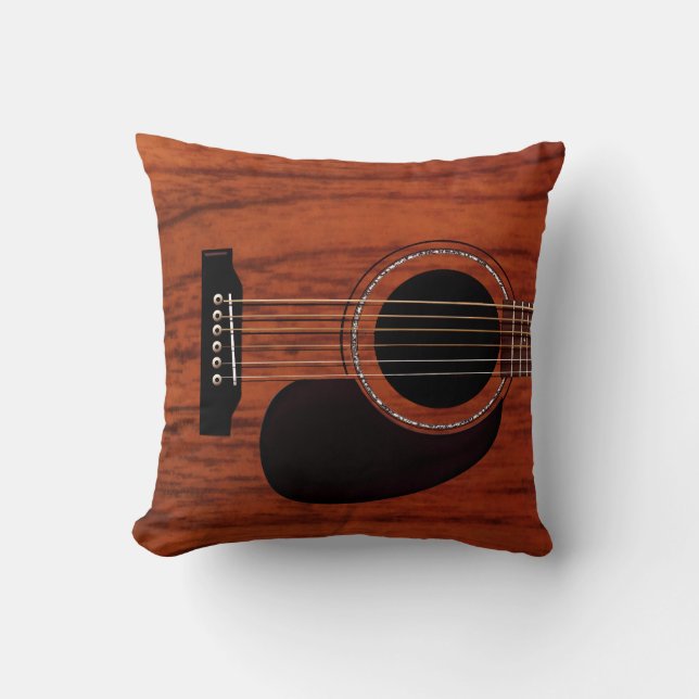 Mahogany Top Acoustic Guitar Throw Pillow (Front)