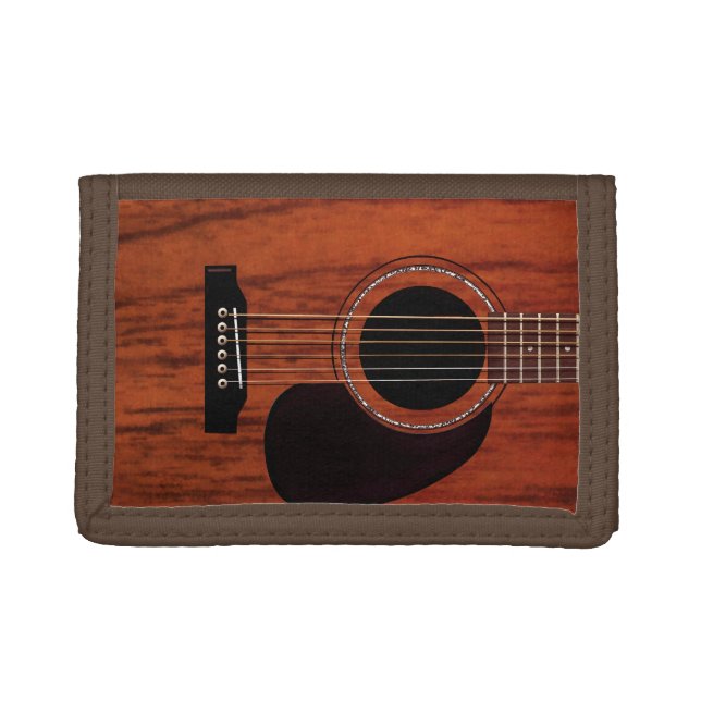 Mahogany Top Acoustic Guitar Trifold Wallet (Front)