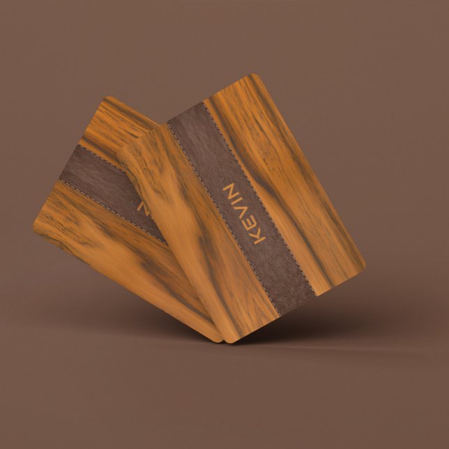 Mahogany Wood And Leather Texture Monogram Poker Cards (Creator Uploaded)