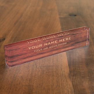 Mahogany Wood Print Desk Name Plate