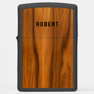 Mahogany Wood Texture, Custom Name Zippo Lighter