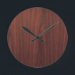 Mahogany Wood Texture Round Clock<br><div class="desc">Beautifully printed product with a mahogany wood texture.</div>