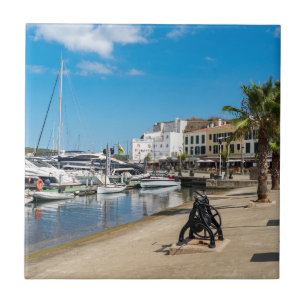 Mahon harbor and paseo maritimo - Menorca, Spain Ceramic Tile