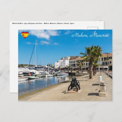 Mahon harbor and paseo maritimo _ Menorca Spain Postcard