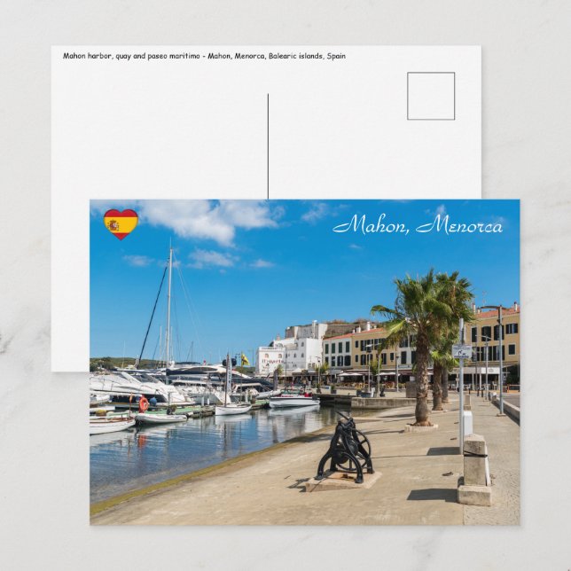 Mahon harbor and paseo maritimo - Menorca, Spain Postcard (Front/Back)