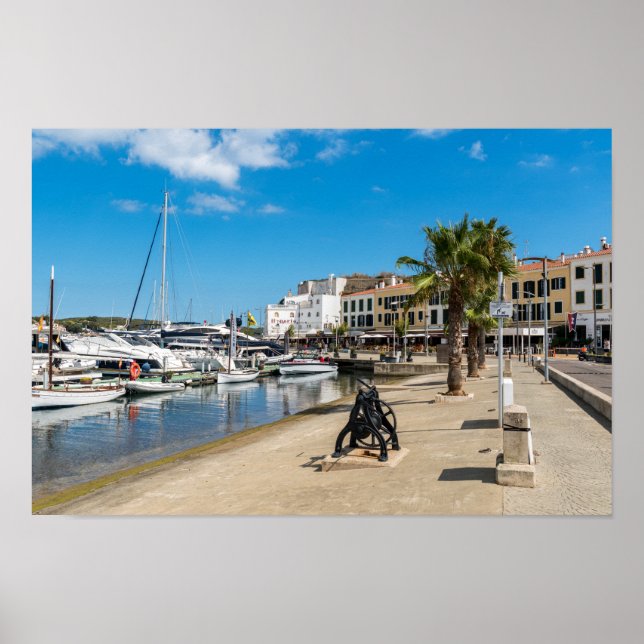 Mahon harbor and paseo maritimo - Menorca, Spain Poster (Front)