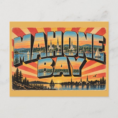 Mahone Bay NS Three Churches Harbour Art Postcard