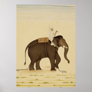 Mahout Riding an Elephant Painting (18th Century) Poster