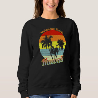 Mahukona Beach Hawaii Retro Tropical Palm Trees Va Sweatshirt