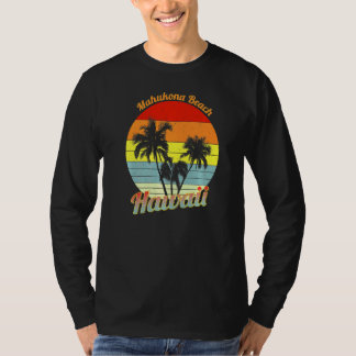 Mahukona Beach Hawaii Retro Tropical Palm Trees Va T-Shirt