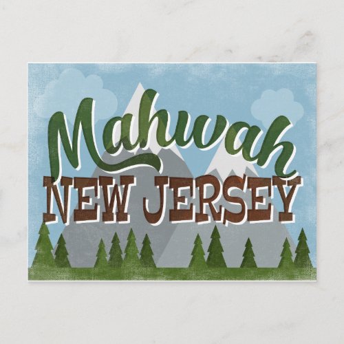 Mahwah New Jersey Fun Retro Snowy Mountains Postcard