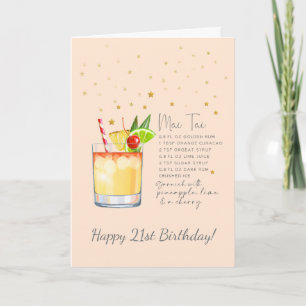 Mai Tai Cocktail 21st Happy Birthday Card