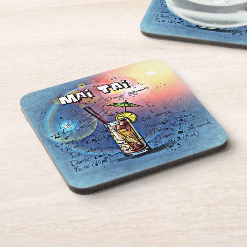 Mai Tai Cocktail 4 of 12 Drink Recipe Sets Beverage Coaster