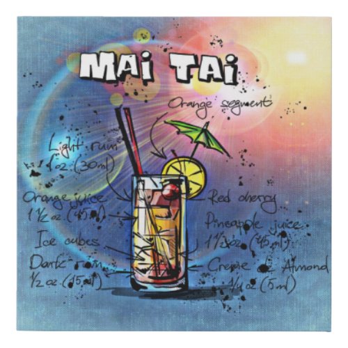 Mai Tai Cocktail 4 of 12 Drink Recipe Sets Faux Canvas Print