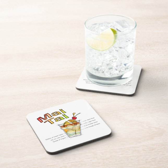 MAI TAI COCKTAIL RECIPE ART BEVERAGE COASTER (Right Side)