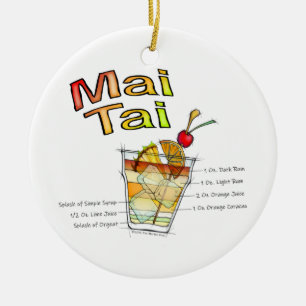 MAI TAI COCKTAIL RECIPE ART CERAMIC ORNAMENT