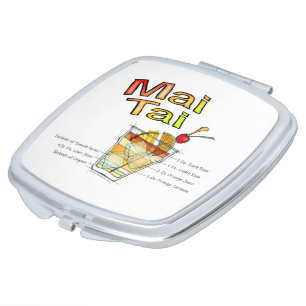 MAI TAI COCKTAIL RECIPE ART COMPACT MIRROR