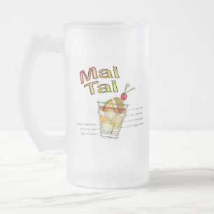 MAI TAI COCKTAIL RECIPE ART FROSTED GLASS BEER MUG