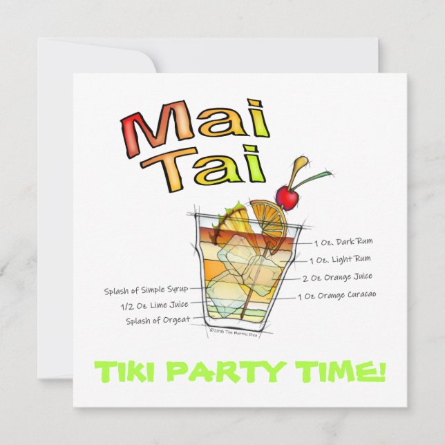 MAI TAI COCKTAIL RECIPE ART INVITATION (Front)