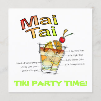 MAI TAI COCKTAIL RECIPE ART INVITATION