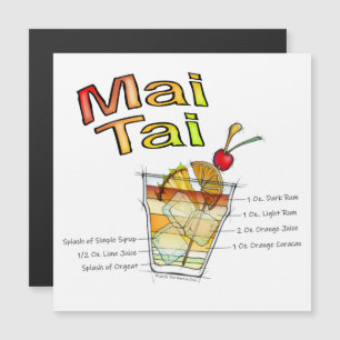 MAI TAI COCKTAIL RECIPE ART MAGNETIC INVITATION