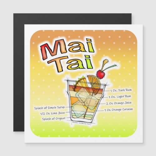 MAI TAI COCKTAIL RECIPE ART MAGNETIC INVITATION