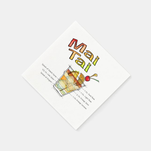 MAI TAI COCKTAIL RECIPE ART NAPKINS (Corner)
