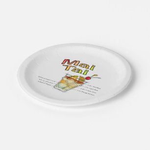 MAI TAI COCKTAIL RECIPE ART PAPER PLATES