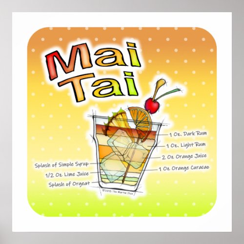 MAI TAI COCKTAIL RECIPE ART POSTERS  PRINTS