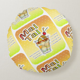 MAI TAI COCKTAIL RECIPE ART ROUND PILLOW