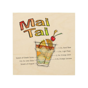 MAI TAI COCKTAIL RECIPE WOOD ART