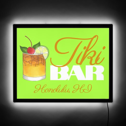 Mai Tai Hawaii Matai Hawaiian Tiki Bar Cocktail HI LED Sign
