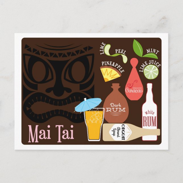 Mai Tai Tiki Bar Cocktail Postcard (Front)
