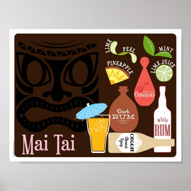 Mai Tai Tiki Bar Cocktail Poster (Front)