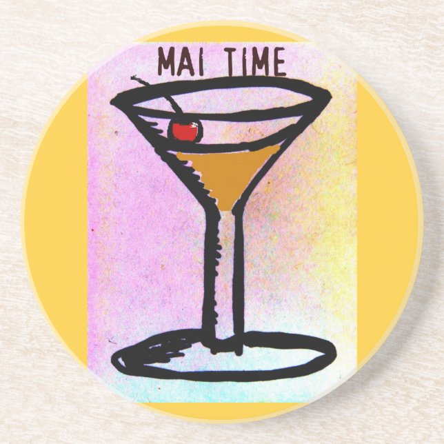 MAI TIME MAI TAI COCKTAIL PRINT DRINK COASTER (Front)
