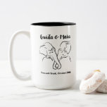 Maia and Guida coffee mug<br><div class="desc">We have coffee every morning with Maia and Guida, and now so can you. Large two-tone mug with our lovely ladies on the front.</div>