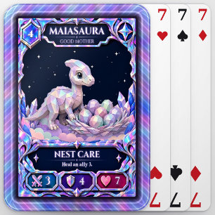 Maiasaura Dinosaur, Rainbow Foil Art Poker Cards