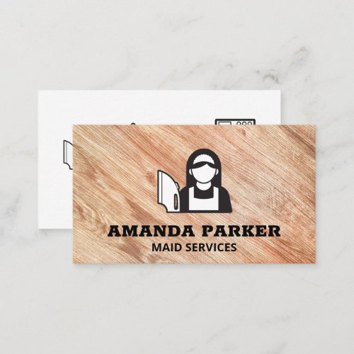 Maid and Cleaning Products Icons  Wood Business Card