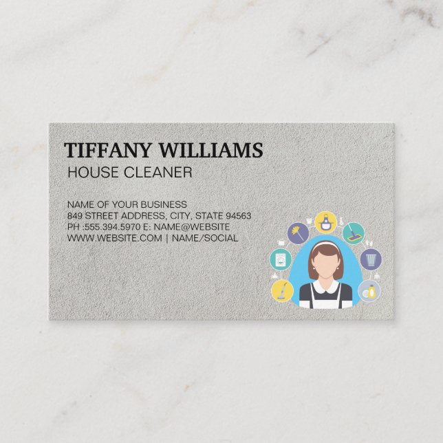 Maid and Cleaning Services | House Cleaning Business Card (Front)