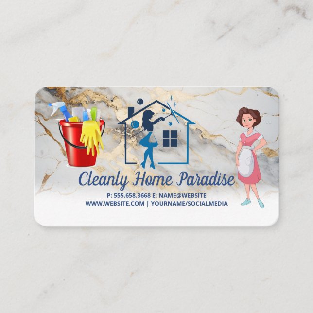 Maid Cleaning | Cleaner Supplies  Business Card (Front)